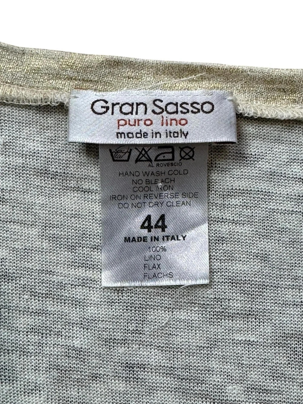 Gran Sasso Gold Linen Long Sleep Top size IT 44